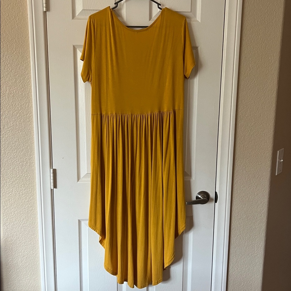 Chic Mustard High-Low Dress - Picture 3 of 4